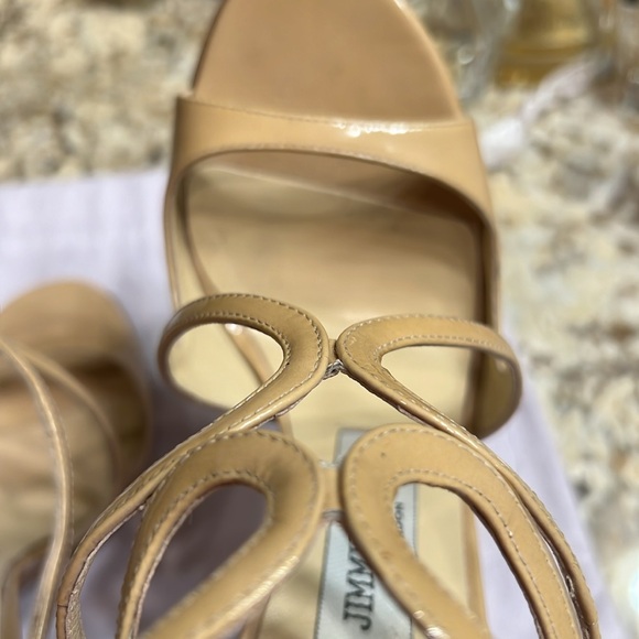 Jimmy Choo Beige Patent Leather Lance Strappy Sandals size 37 - Picture 7 of 11